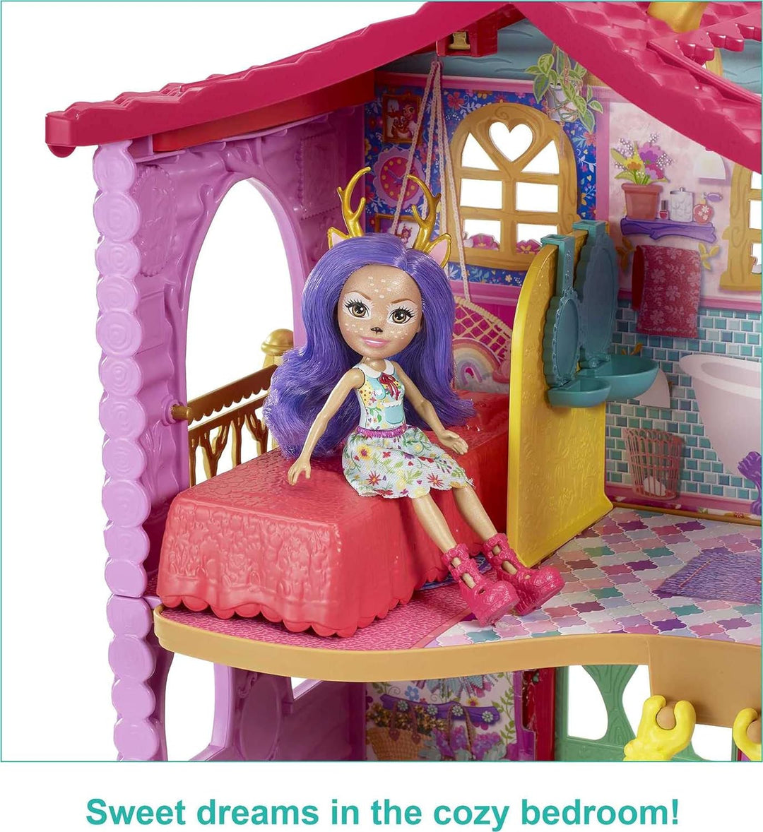 Enchantimals HFC41 - Reh-Haus Spielset, ca. 53 cm gross, mit Rehmädchen Danessa Deer und Tierfigur,