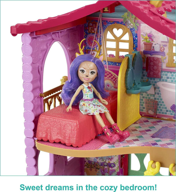 Enchantimals HFC41 - Reh-Haus Spielset, ca. 53 cm gross, mit Rehmädchen Danessa Deer und Tierfigur,