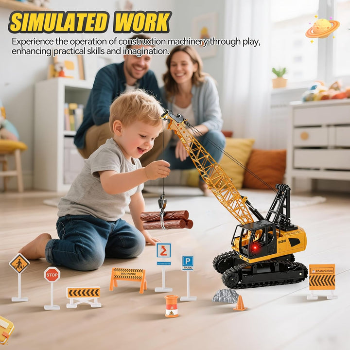 Kran Spielzeug, 2.4Ghz RC Kranfahrzeug, Ausfahrbarem Kran, Baustellen Fahrzeuge Set mit Lichtern,Ger