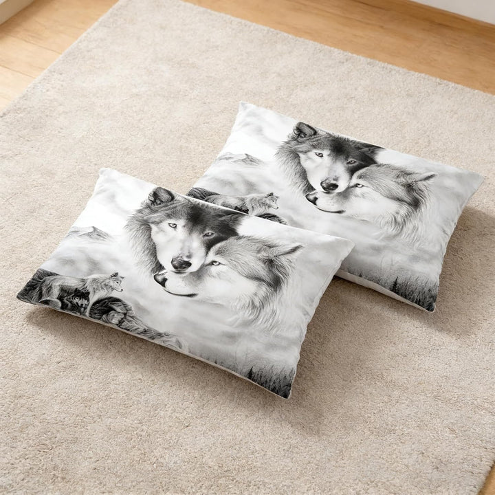 CIUNVXD 3D Wolf Theme Muster Bettbezug,3D Realistisches Tier Wolf Motiv Bettwäsche Set,Wolf-Motiv-Dr