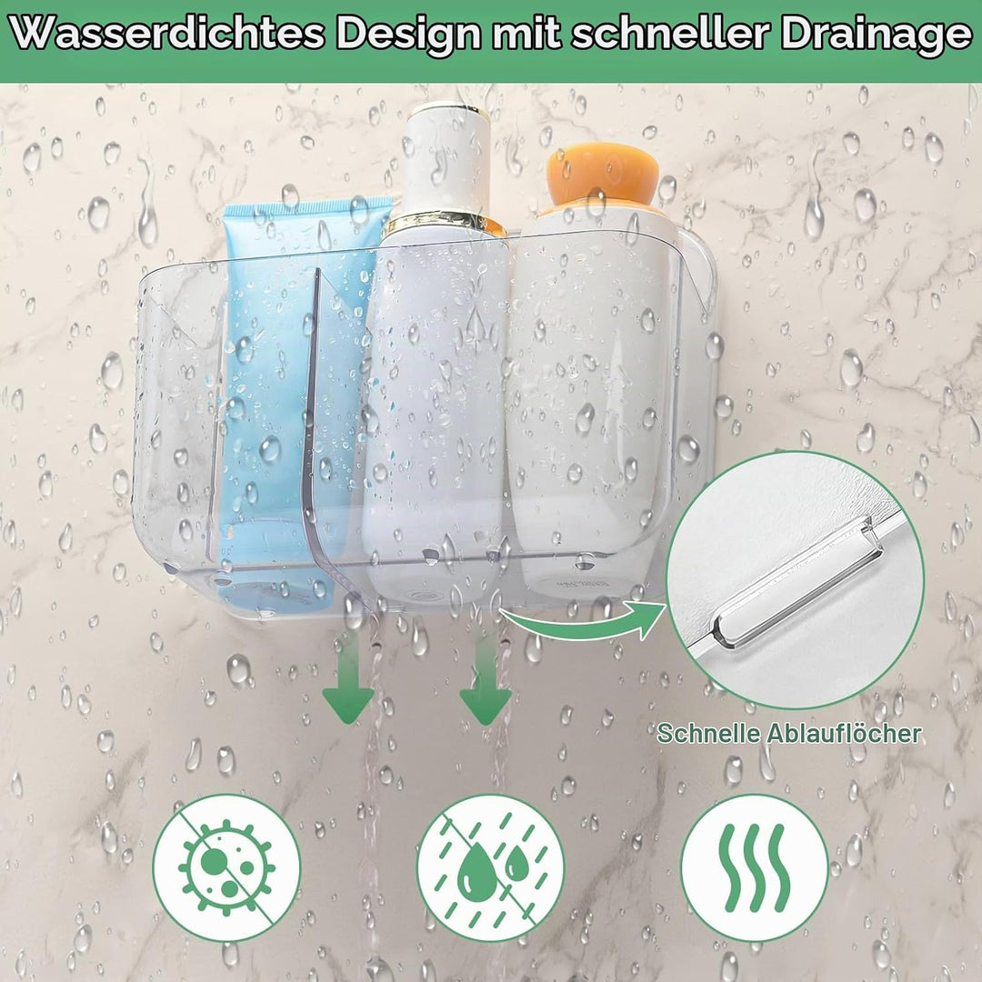 CGBE Duschablage Ohne Bohren, 2 Packs Transparenter Badezimmer Organizer für Wandmontage mit Selbstk
