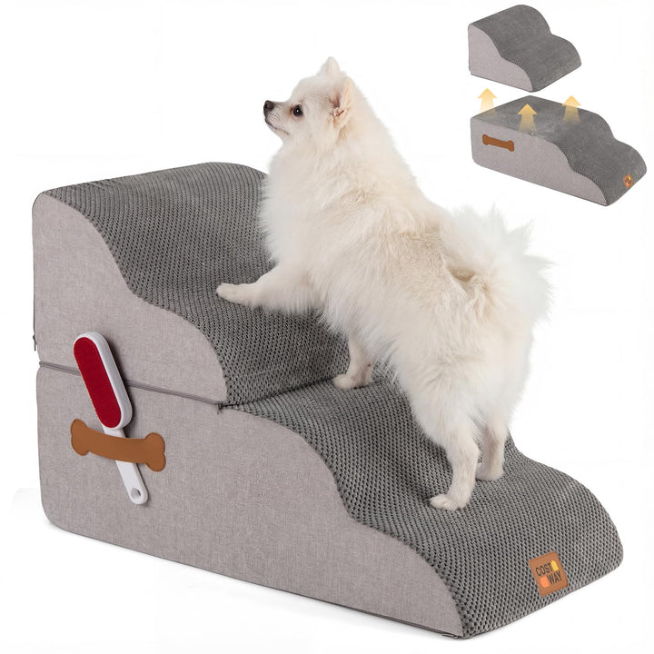 COSTWAY Hundetreppe 4/5 Stufen, Haustiertreppe für Kleine Hunde &amp; Katzen, 50 cm hoch Treppe aus Hoch