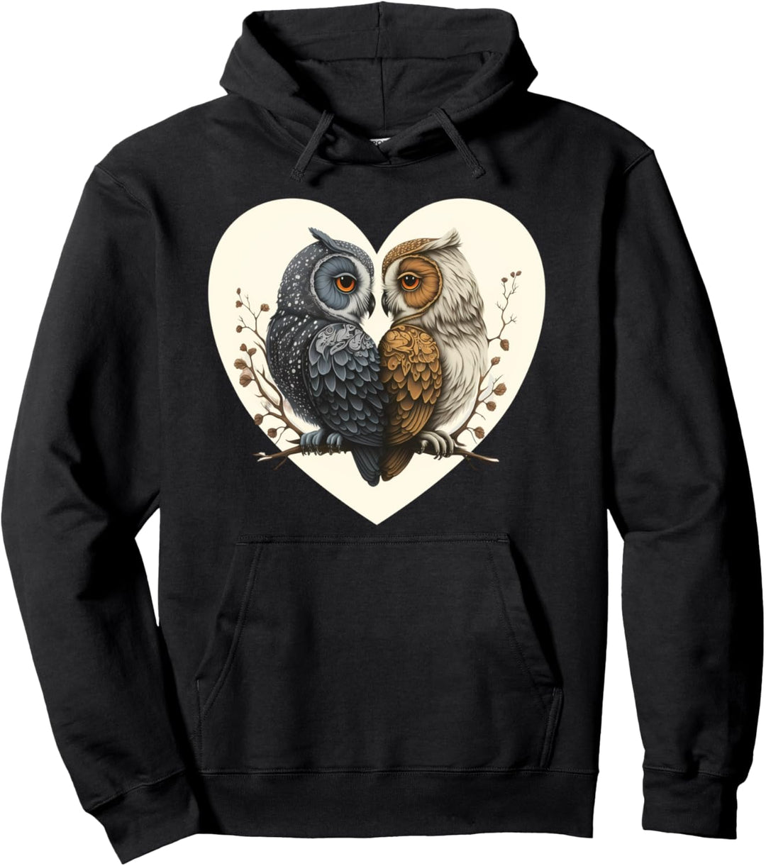 Owl Heart Valentine's Day Pullover Hoodie