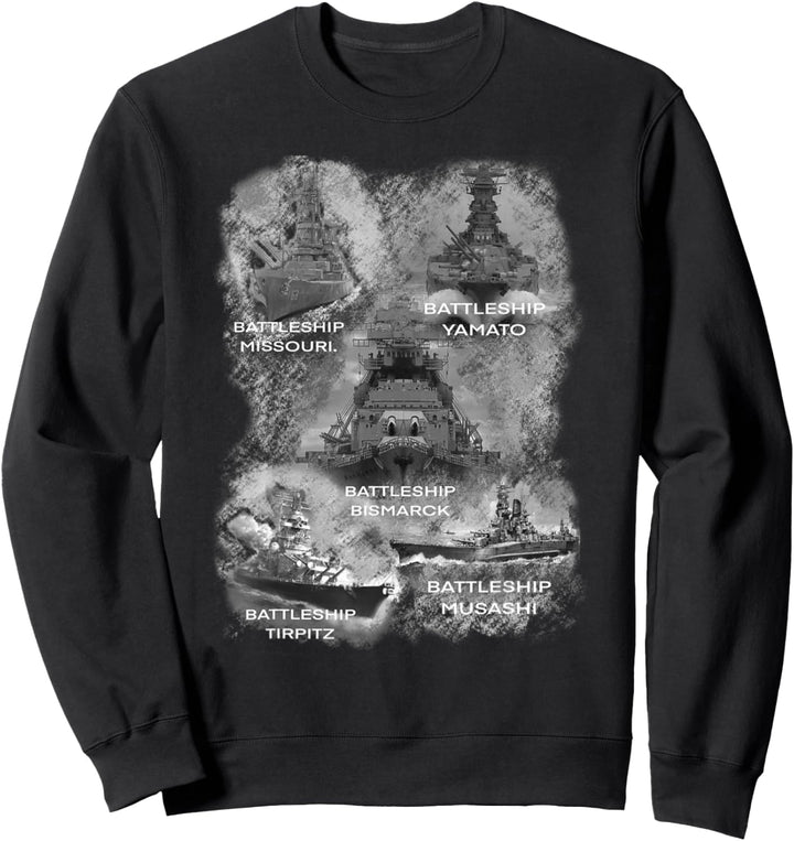 Kriegsschiffe des Zweiten Weltkriegs Schlachtschiff Yamato Missouri Bismarck Tirpitz Sweatshirt