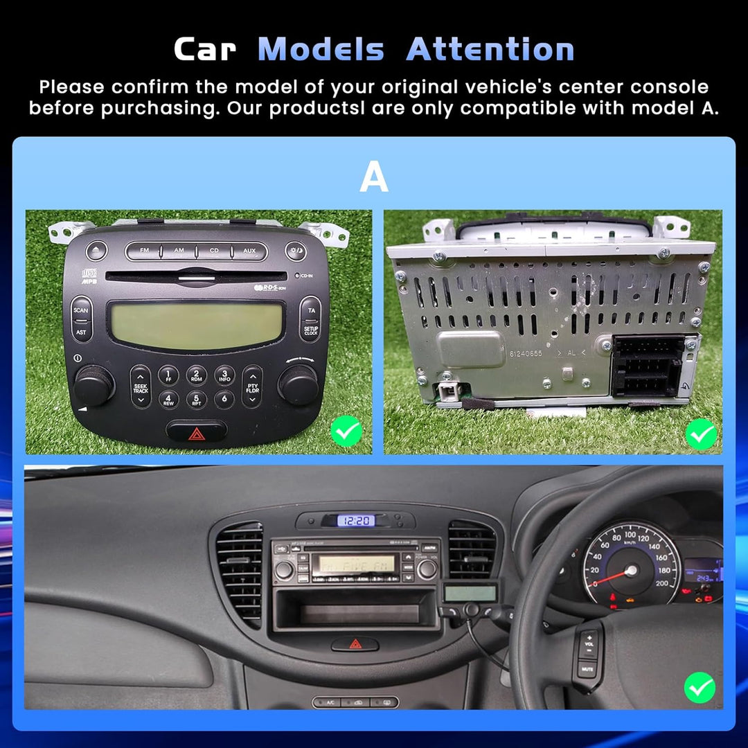 Hikity 4+128G 9" Android Autoradio für Hyundai I10 2007-2013 | Incell Touchscreen Wireless Carplay A