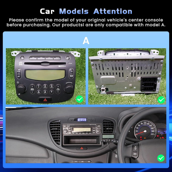 Hikity 4+128G 9" Android Autoradio für Hyundai I10 2007-2013 | Incell Touchscreen Wireless Carplay A