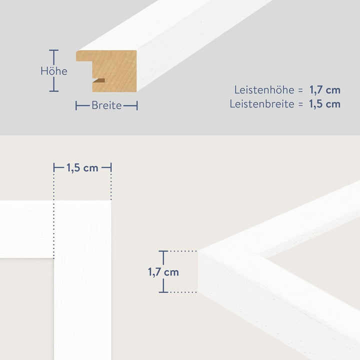 WANDStyle Bilderrahmen 30x40 Weiss, gemasert, moderner Bilderrahmen Holz, hochwertiger Holzbilderrah