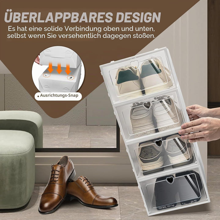 MccoMMon 20 Schuhkartons Transparent Stapelbare Schuhaufbewahrungsbox Schuhkarton aus Kunststoff, Fa
