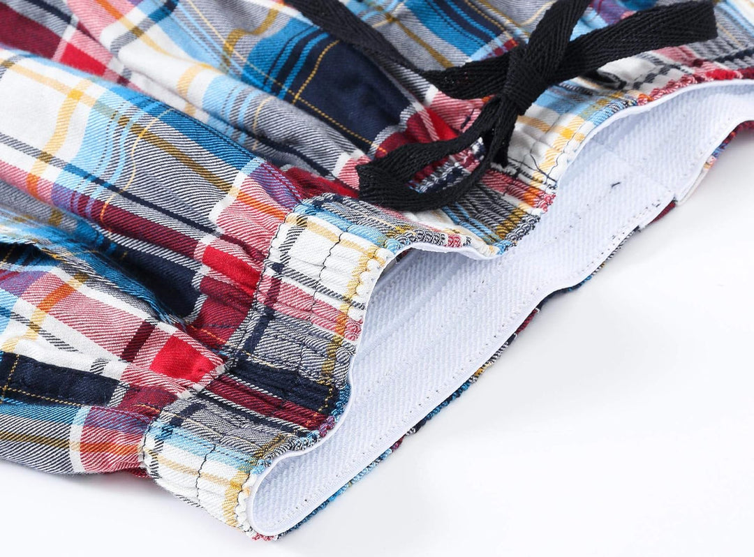 MoFiz Herren Pyjamahose Warm Lang Baumwolle Weich Schlafanzughose Kariert Winter Nachtwäsche Freizei
