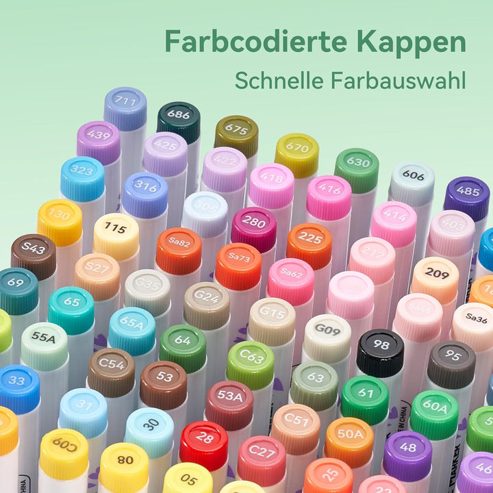 Arrtx Acrylstifte für Steine Wasserfest-90 Farben Pinsel Spitze Naturfarben Acrylmarker für Steinmal