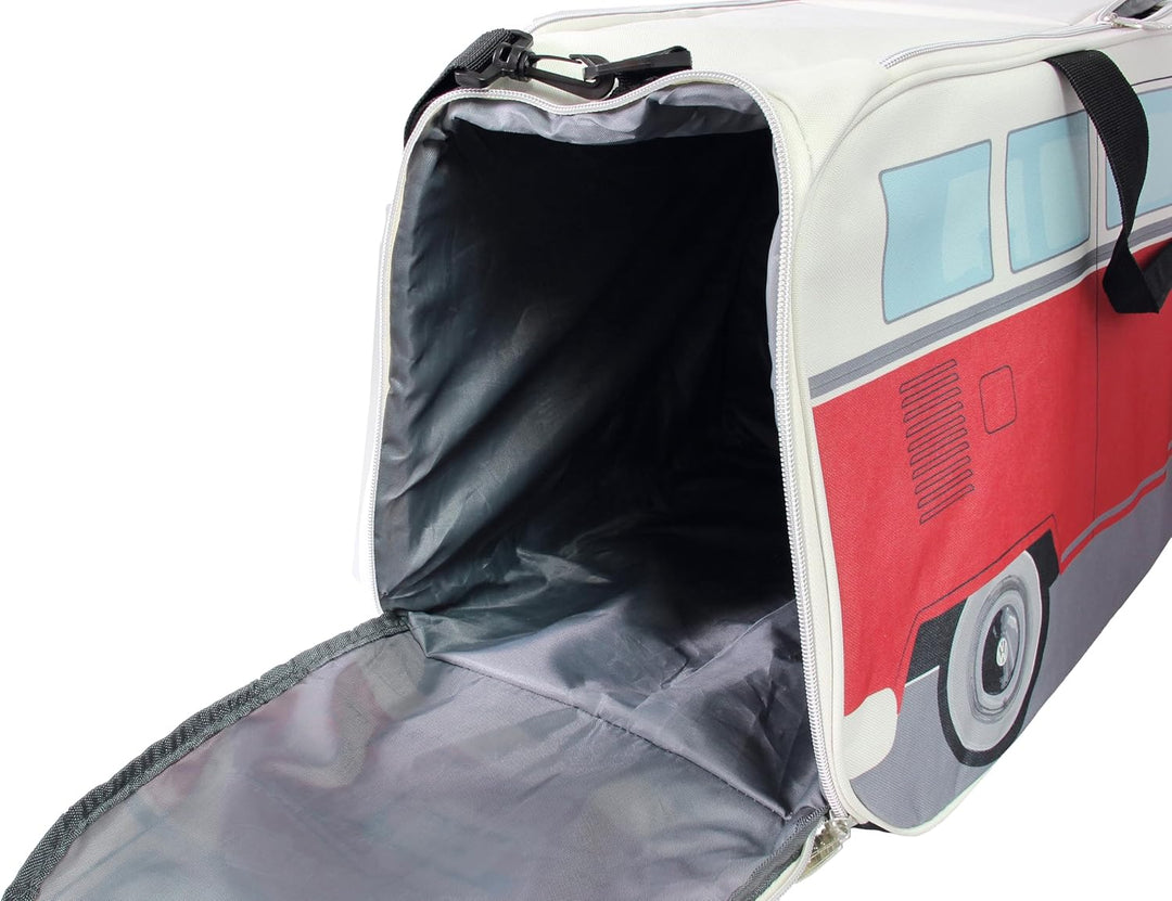 BRISA VW Collection - T1 Bulli Bus Sporttasche Reisetasche Gross Rot und Beige Gross (60 x 30 x 30 c