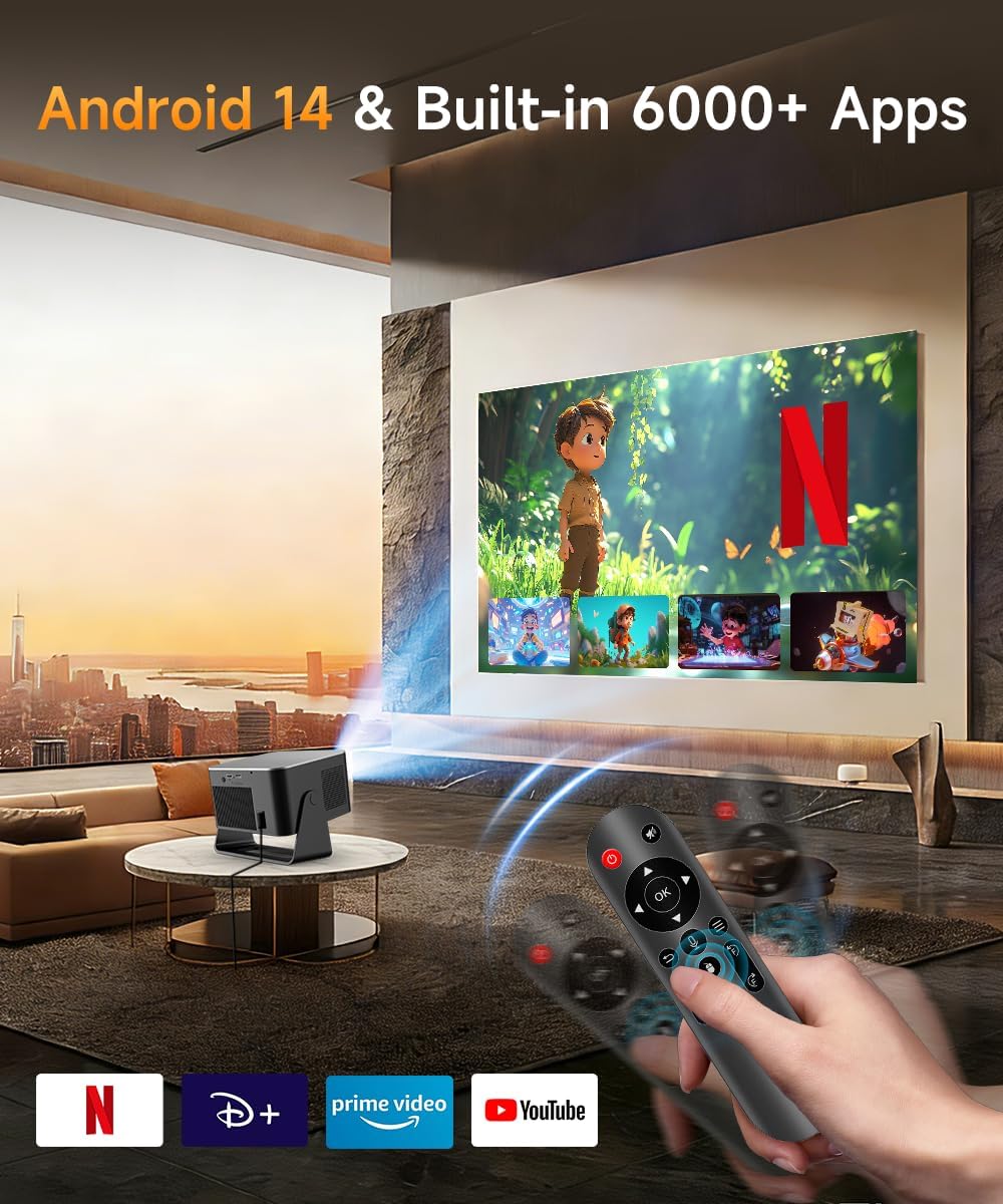 Magcubic Mini Beamer 4K 8K 1080P Supported, Portable Projektor mit Android 14,WiFi 6 Bluetooth 5.4,