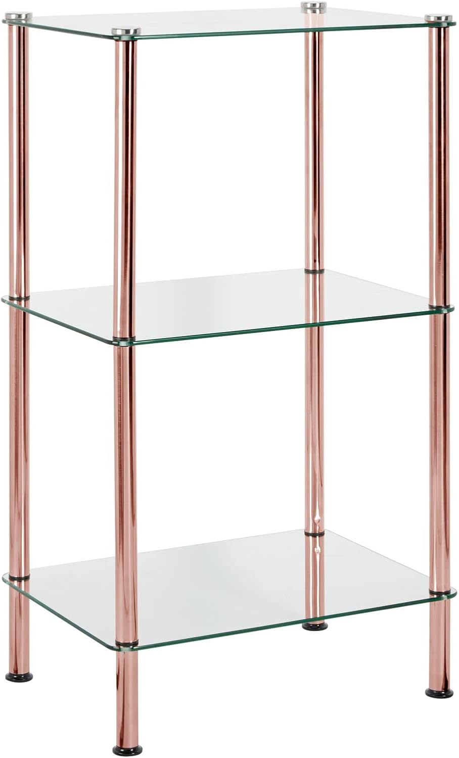 mDesign modernes Glasregal mit Metallbeinen – Badorganizer aus Glas mit 3 Ebenen – elegante Glasabla