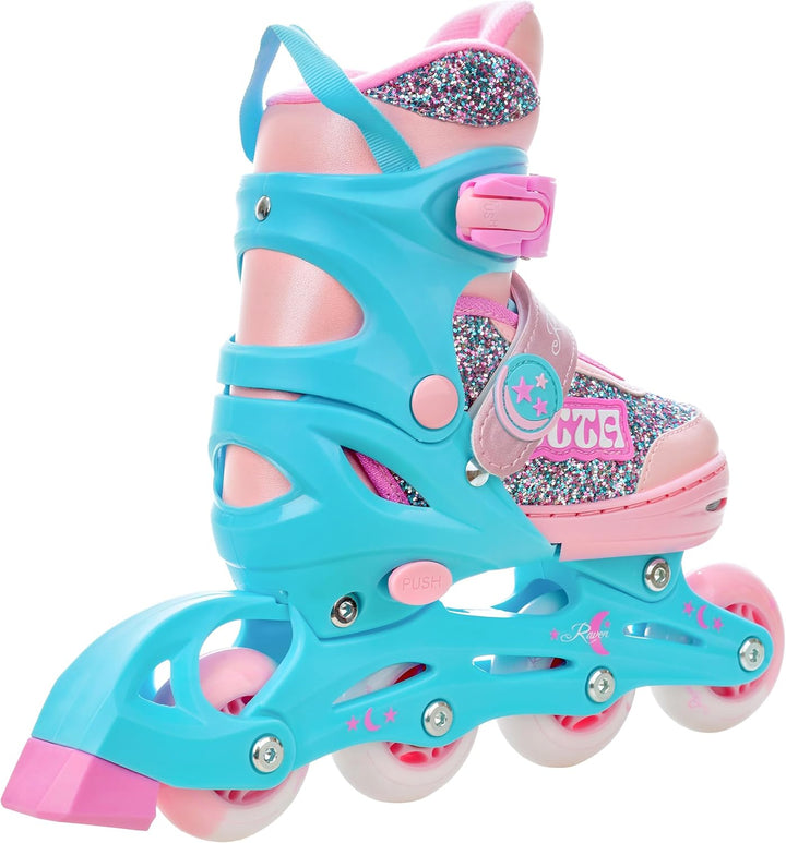 RAVEN 3in1 Inline Skates Triskates Rollschuhe Inliner für Kinder Mädchen verstellbar 34-37 (21,5cm-2