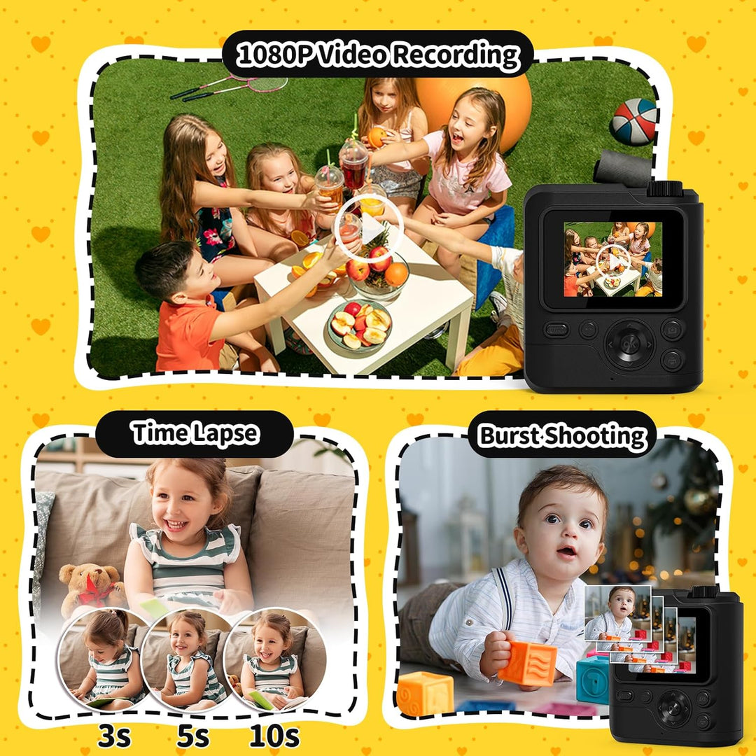 Gofunly Sofortbildkamera Kinder, 1080P HD Kinderkamera Sofortbildkamera mit 32GB Karte & DruckerPapi