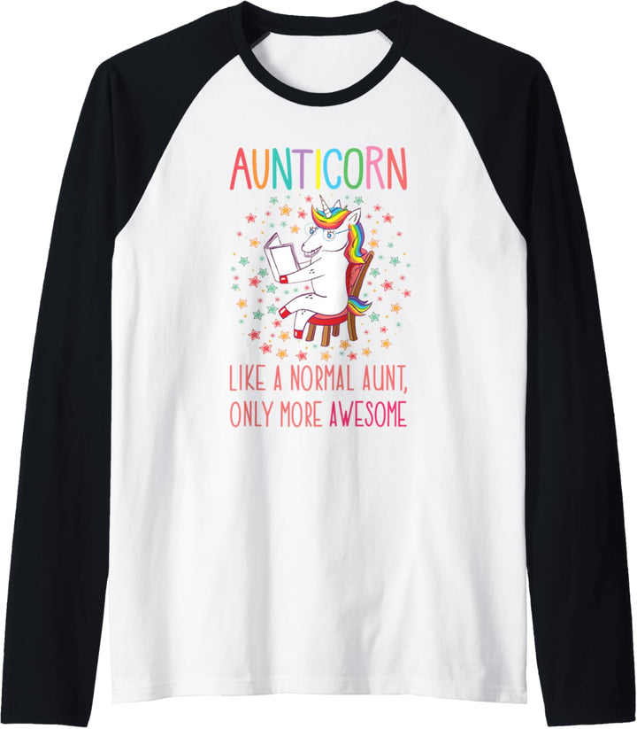 Auntiecorn Unicorn Aunts Gifts for Auntie, Women and Ladies Raglan