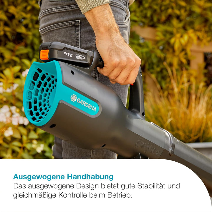 Gardena PowerJet 18V P4A Ready-to-Use Set: leistungsstarke Akku-Bläser für effektives und schnelles