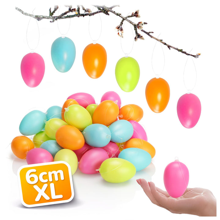 com-four® 36x Ostereier zum Aufhängen - Osterdeko in schönen Pastellfarben - Deko Ostereier aus Kuns