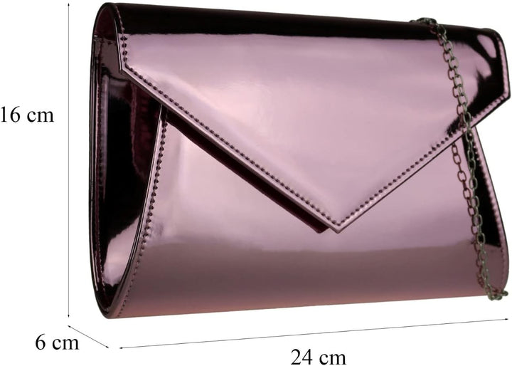 Girly Handbags Damen Clutch aus Kunstleder, glänzend Rose, Rose