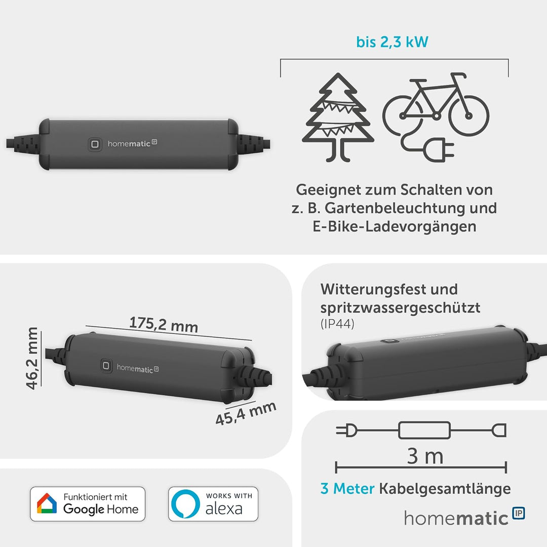Homematic IP Smart Home Set Aussenbeleuchtung mit Access Point 2, anthrazit + Schalt-Mess-Kabel – au