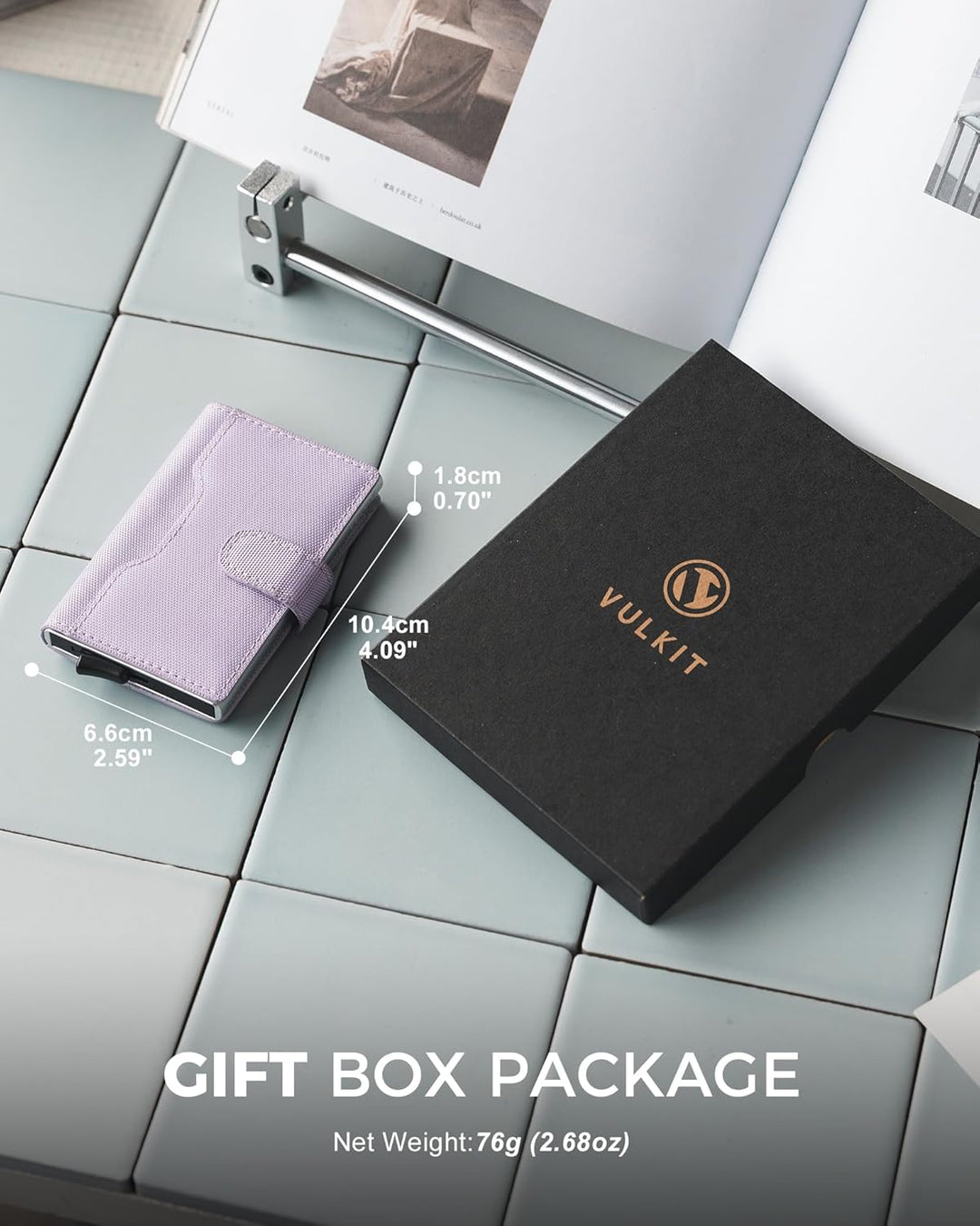 VULKIT Kartenetui Damen RFID Blocker Kreditkartenetui Metall mit 3 Kreditkarte Fächern und 1 Ausweis