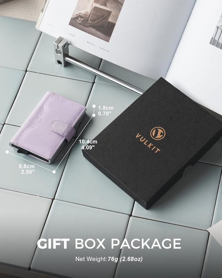 VULKIT Kartenetui Damen RFID Blocker Kreditkartenetui Metall mit 3 Kreditkarte Fächern und 1 Ausweis