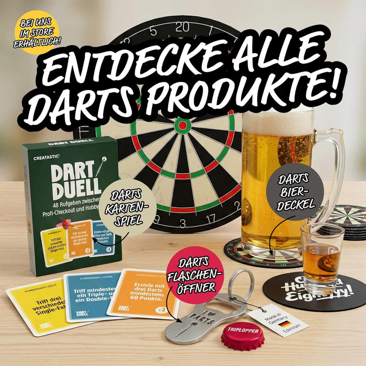 Creatastic - Dart Duell Kartenspiel, Dart Zubehör Kartenspiele Geschenk, 48 Aufgaben in 3 Schwierigk