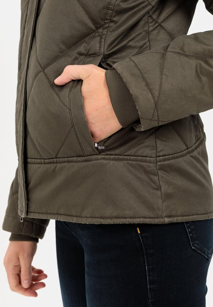 camel active Damen Blouson mit Stehkragen im Vintage Look 36 Khaki, 36 Khaki