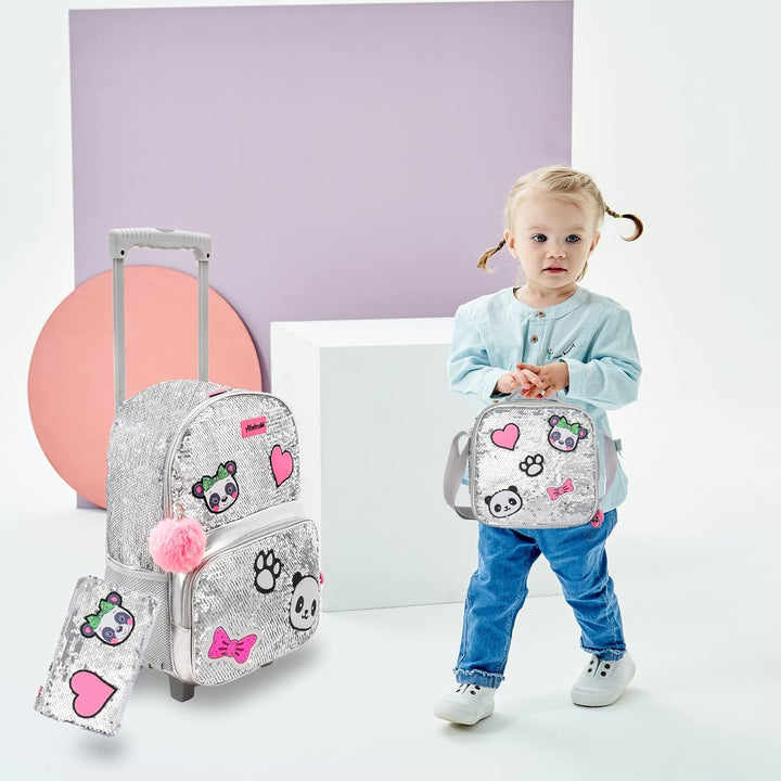 Egchescebo Rucksack Mädchen Schulranzen Trolley Schulrucksack Mädchen Teenager 3PCS 16”Kinder Schult