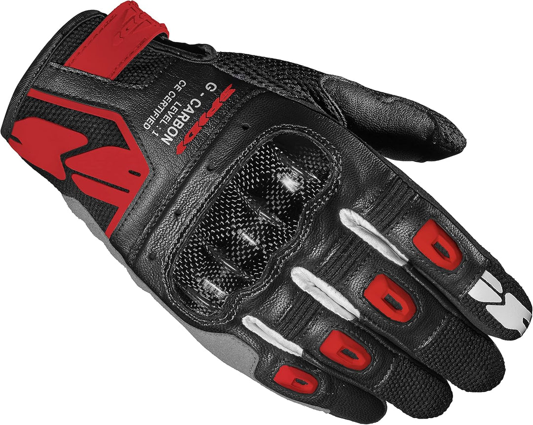 SPIDI Men's Motorradhandschuhe aus Leder mit Protektoren M Rot, M Rot