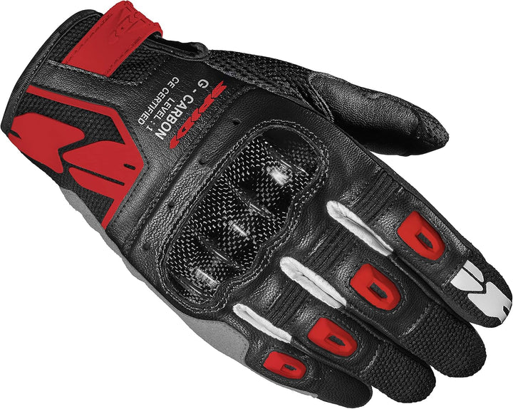 SPIDI Men's Motorradhandschuhe aus Leder mit Protektoren M Rot, M Rot
