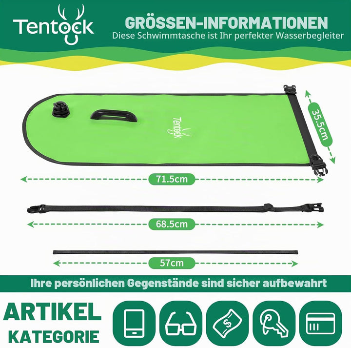 Tentock Schwimmboje 28L Wasserdicht Aufblasbare Trockentasche Schwimmen Sicherheitsschwimmer für Was