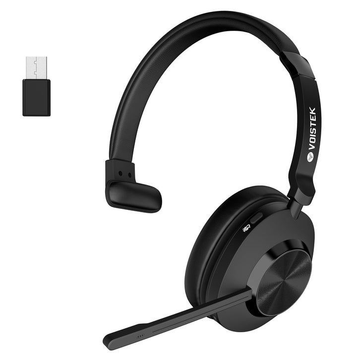 Voistek Kabelloses Bluetooth Headset mit Mikrofon & Rauschunterdrückung, USB Dongle für PC, Ladestat