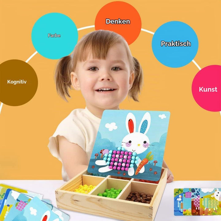 Gohytal Mosaik Steckspiel für Kinder, Spielzeug ab 2 3 4 5 Jahre Holz Mosaik Bastelset Kinder Pegboa