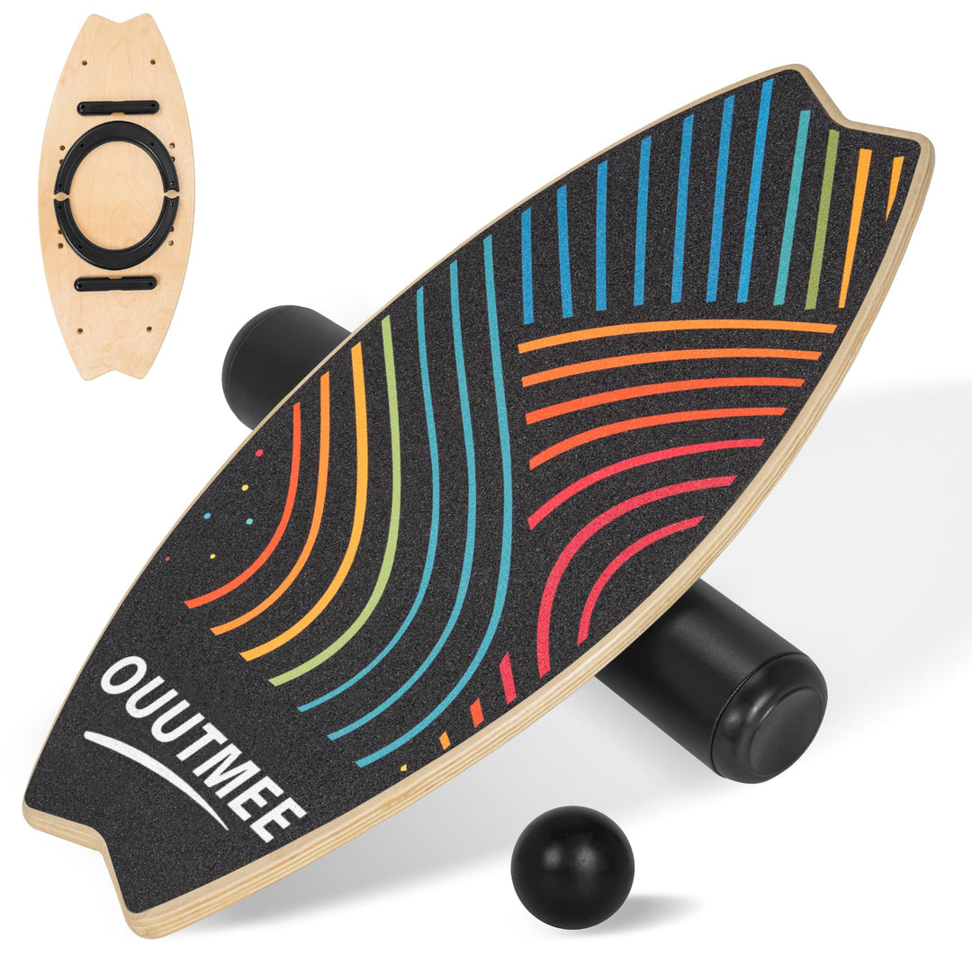 OUUTMEE Multifunktionale Balanceboard Holz 8 Einstellbare Modi Kinder(14+) und Erwachsene Balanceboa