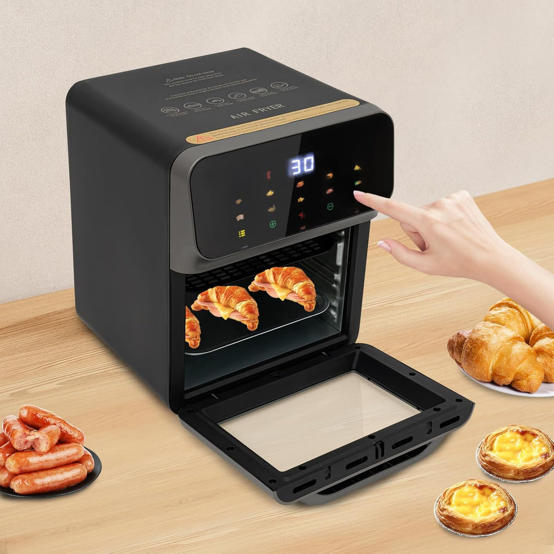 Elektrobackofen, 1350W Elektrobackofen LCD Touchscreen Minibackofen Auftauen und Grillen, Toaster Gr