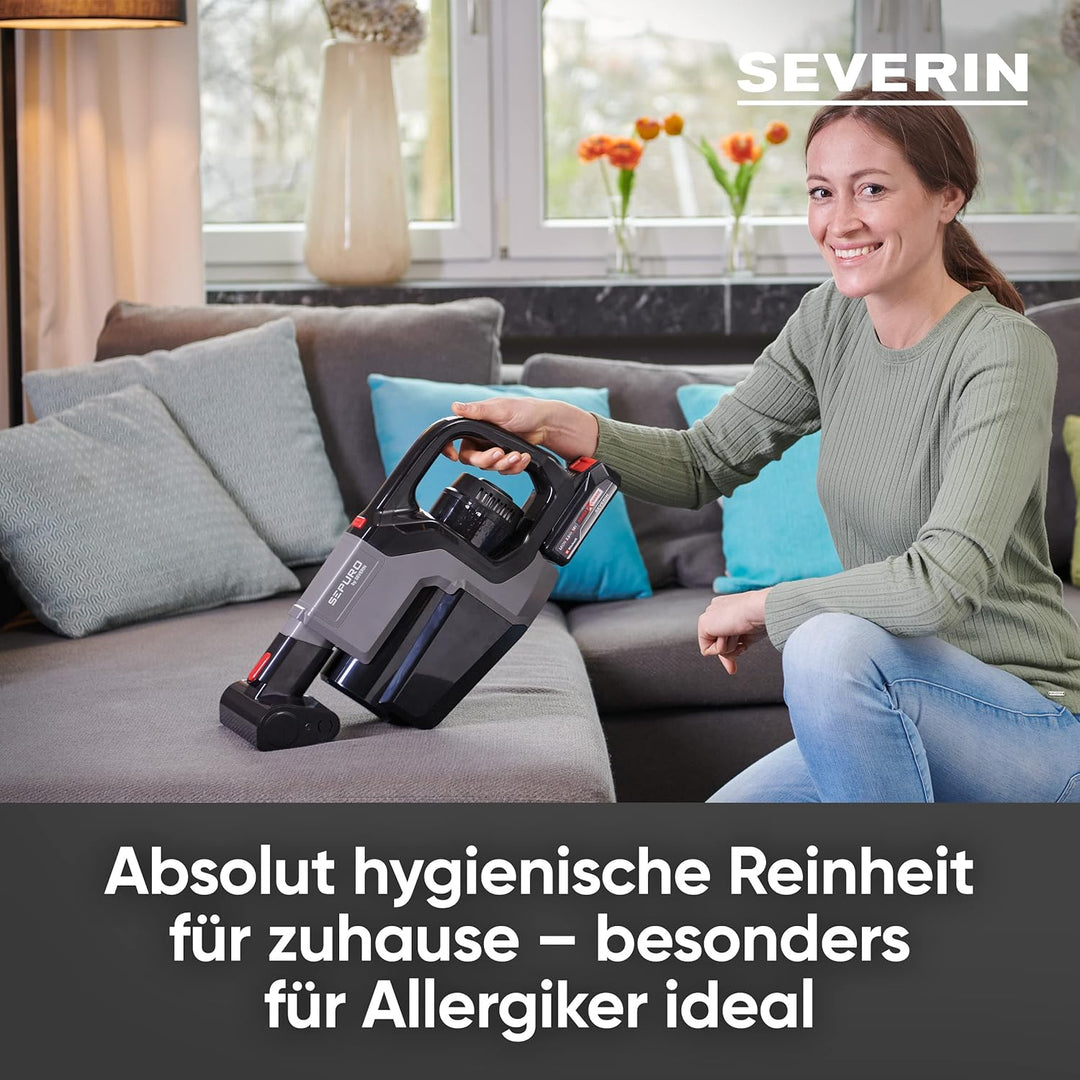 SEVERIN SEPURO Pro Akku Stiel- und Handstaubsauger mit innovativer Staubbeutel-Technologie und Einhe