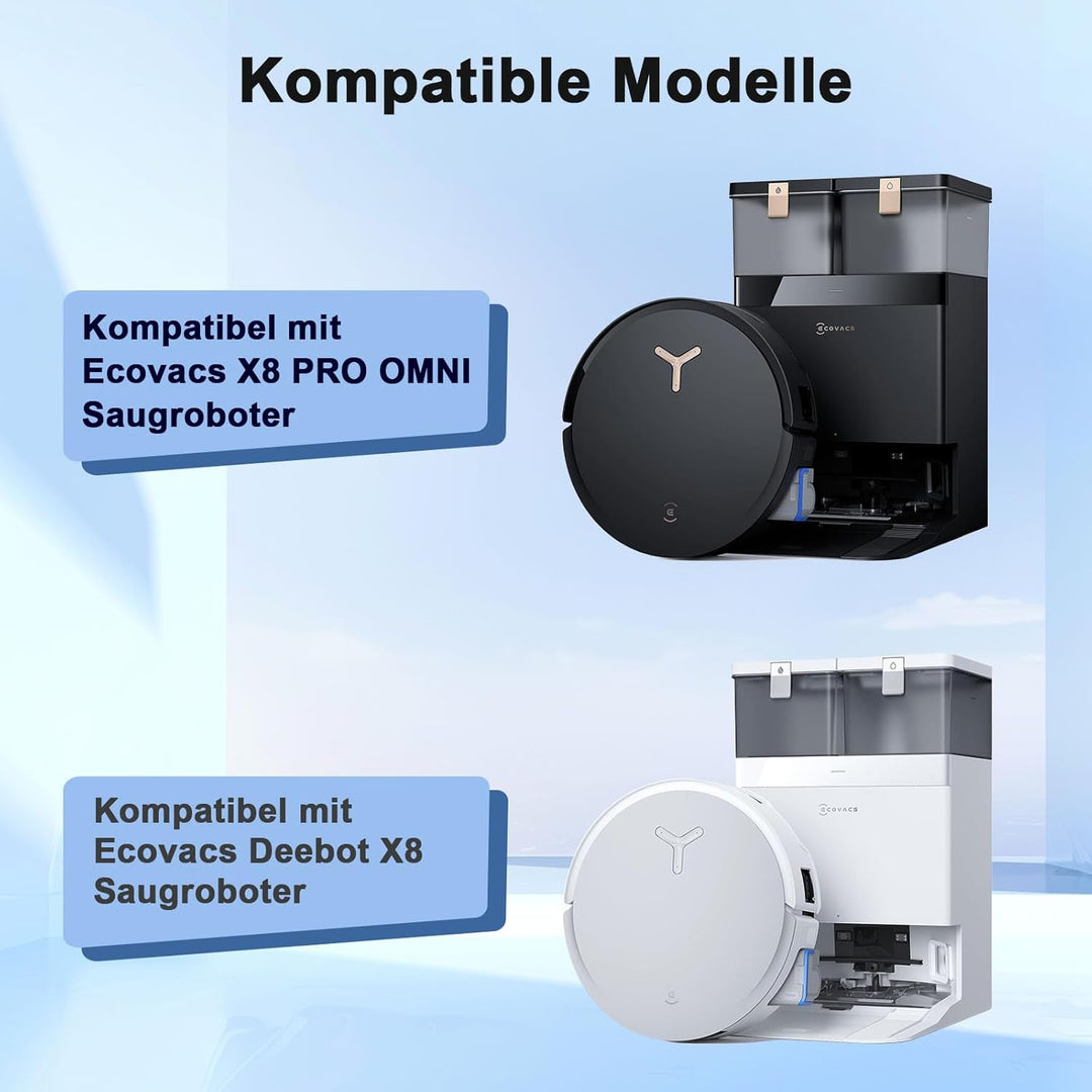 X8 PRO Omni Zubehör für Ecovacs Deebot X8 OMNI/X8 PRO OMNI, 21-Stücke Ersatzteile ：6 Staubbeutel, 4