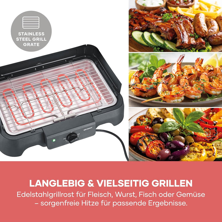 Severin Elektrogrill, Temperaturen 35-200 Grad Celsius, schnelles Aufheizen, 38x22 cm, Tischgrill mi
