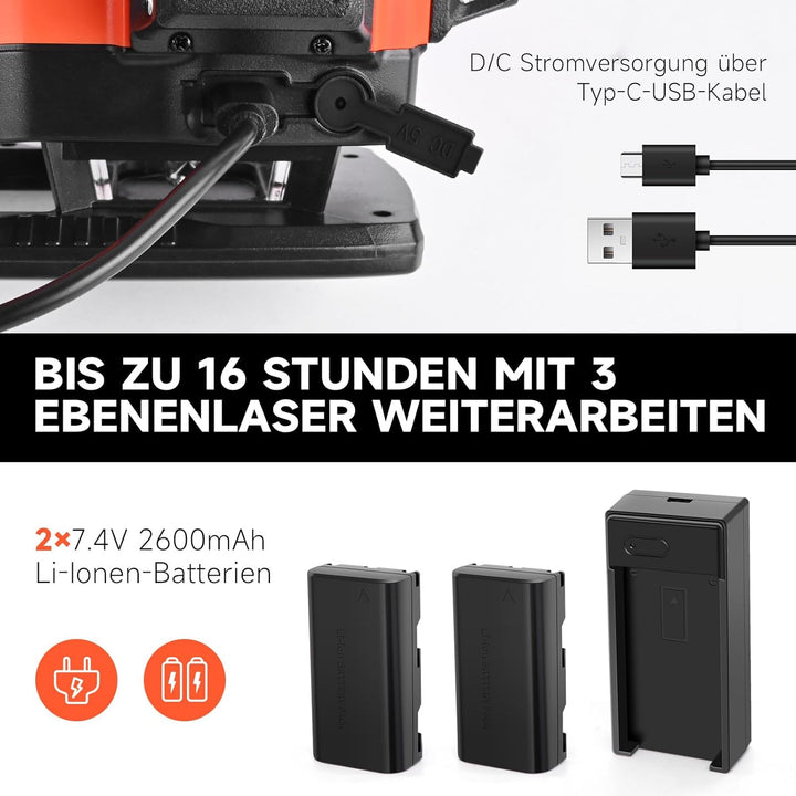 Kreuzlinienlaser grün 4×360, Laser Wasserwaage mit Typ-C-Ladeanschluss, laser nivelliergerät selbstn