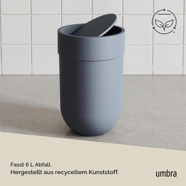 Umbra Touch Abfalleimer mit 6 L Fassungsvermögen und Schwingdeckel – Kosmetikeimer und Papierkorb fü