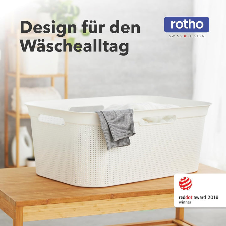 Rotho Brisen 4er-Set Wäschekorb 40l, Kunststoff (PP) BPA-frei, weiss, 4 x 40l, Weiss
