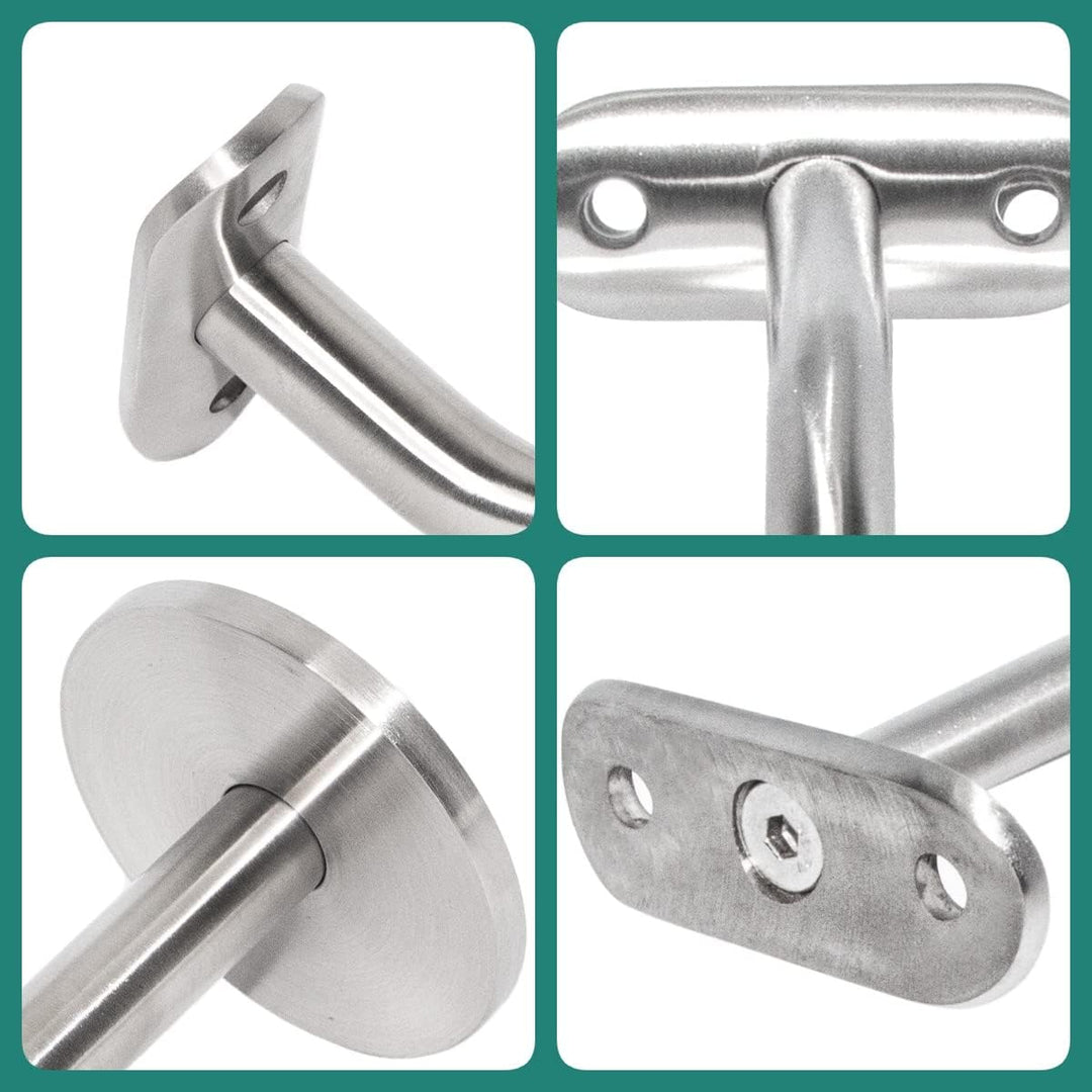 PRIOstahl Handlaufhalter Handlauf Wandhalter Handlaufstütze - 4 x Handlaufträger an Rundrohr Ø 33,7