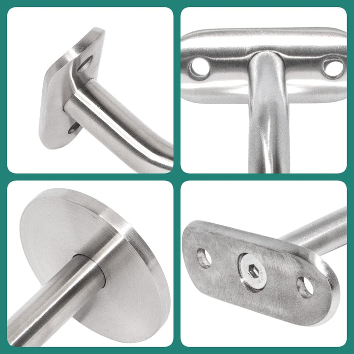 PRIOstahl Handlaufhalter Handlauf Wandhalter Handlaufstütze - 4 x Handlaufträger an Rundrohr Ø 33,7