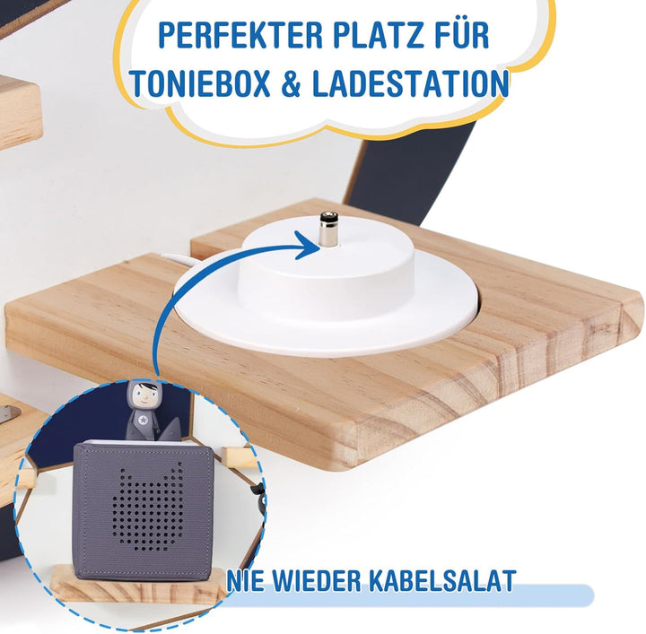 Todeco Tonie-Regal für Toniebox Hörfiguren, Magnetische Aufbewahrung für 20-25 Tonie, Wandregal Kind