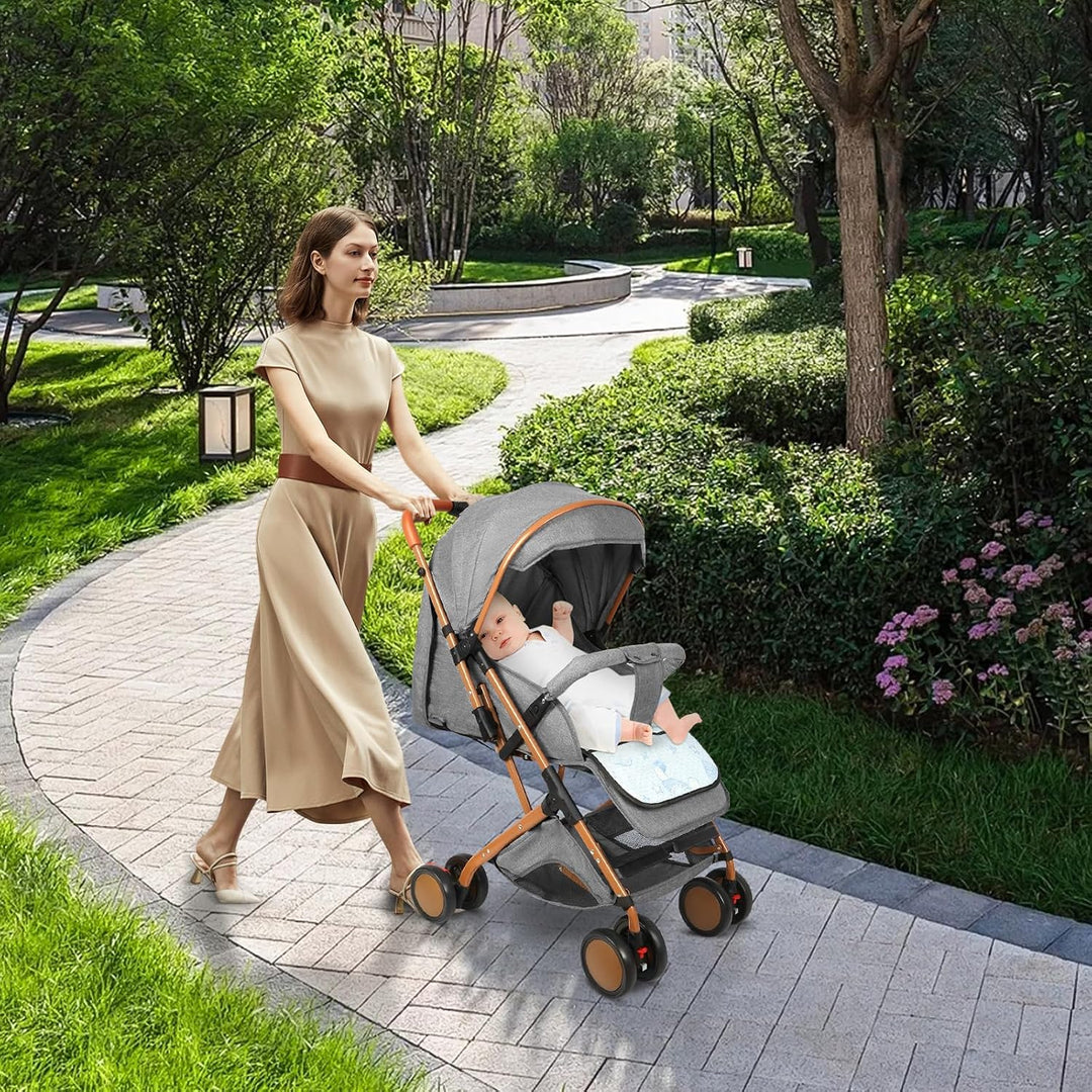 Kinderwagen mit 4 Rädern mit Sonnenschirm, Kinderwagen, sitzend und liegend, verstellbare Rückenlehn
