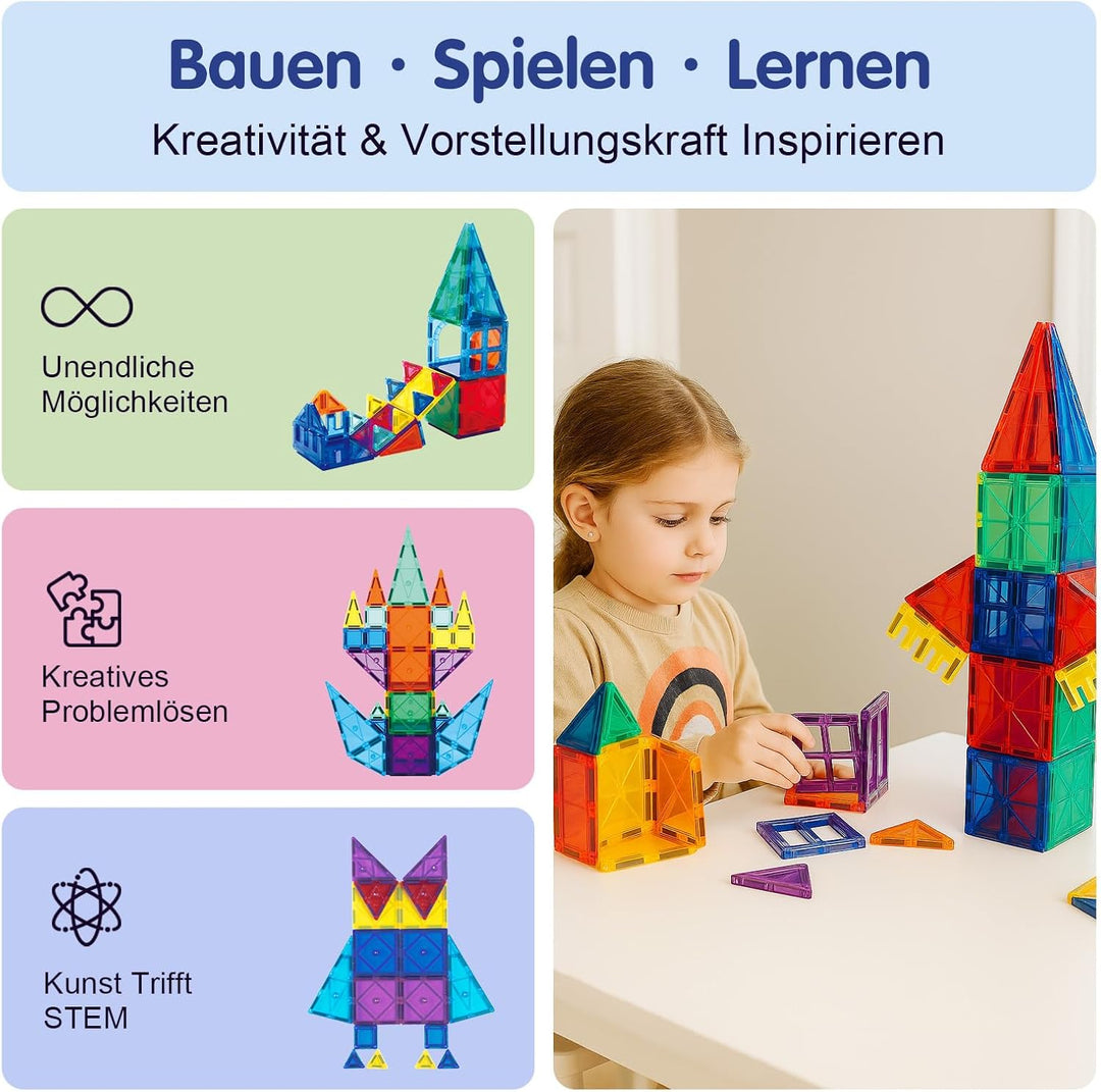 SURFOU 58 Magnetische Fliesen Kinderspielzeug STEM Magnet Montessori Spielzeug, Sensorisches Spielze