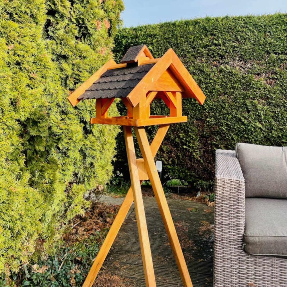 Rechteckiges Vogel Futter Haus L Futter-Vogelhaus+Ständer Braun/Schwarz L mit Ständer Schwarz - Brau