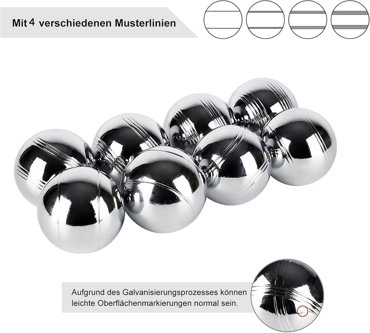 Boccia Kugeln Set 8 Boule Kugeln Set, Petanque-Kugeln Set Kugel/Petanque Set mit PP-Aufbewahrungsbox