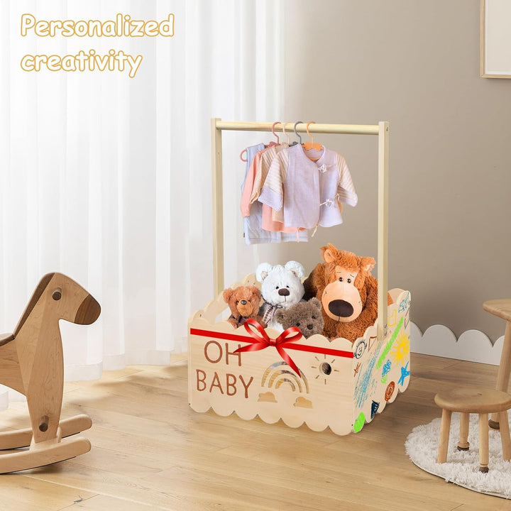 Holz Baby Geschenk Korb mit Griff, Holzkiste für Babypartys, Baby Dusche Kiste, Kinder Kleiderbügel